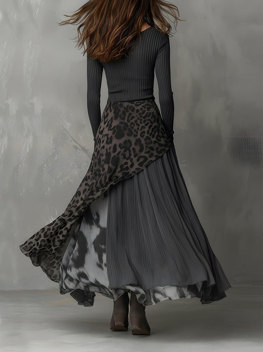 Martina | Abito lungo in stile bohemien con stampa leopardata • S1