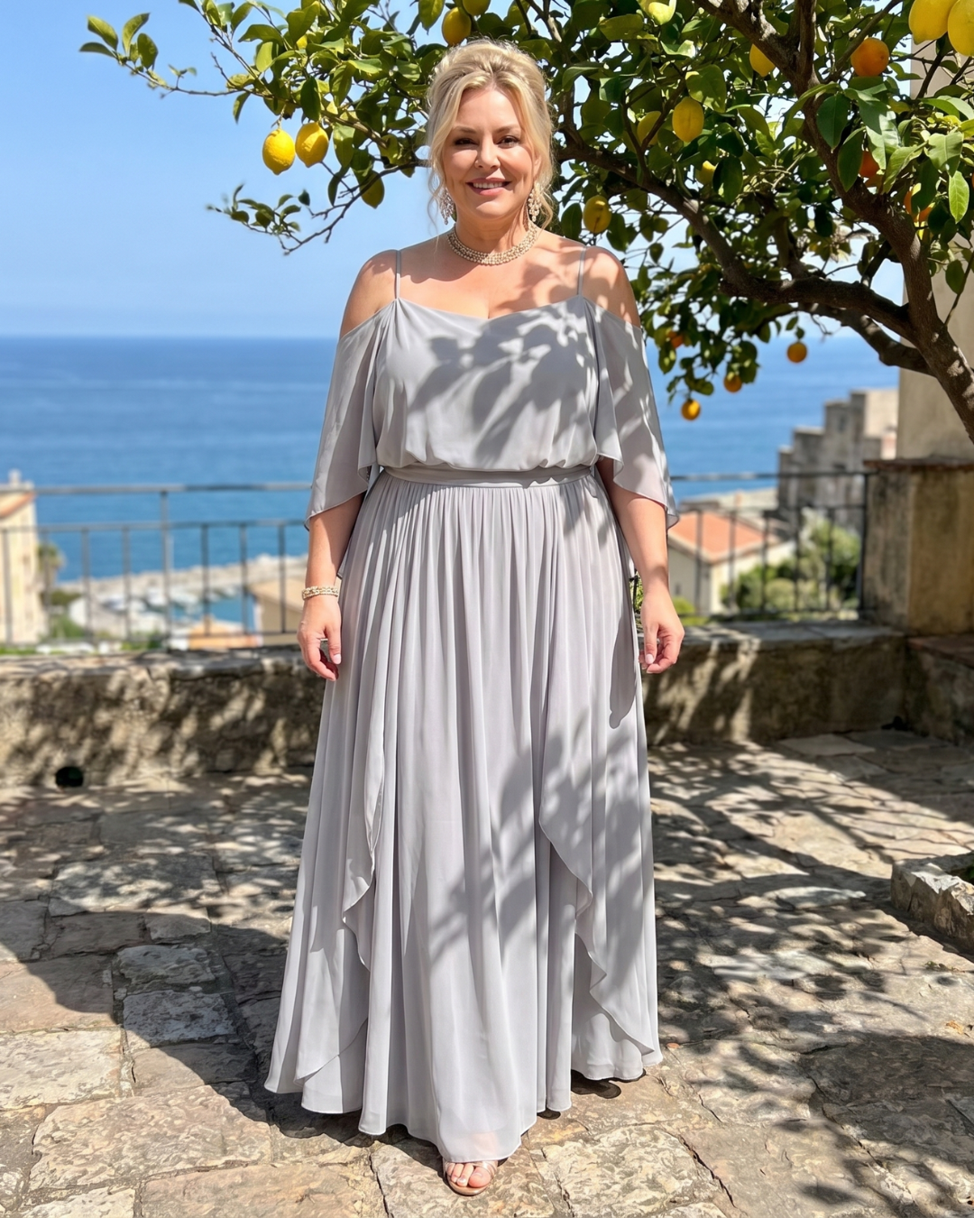 Aurevina | Top a spalle scoperte e gonna maxi fluida