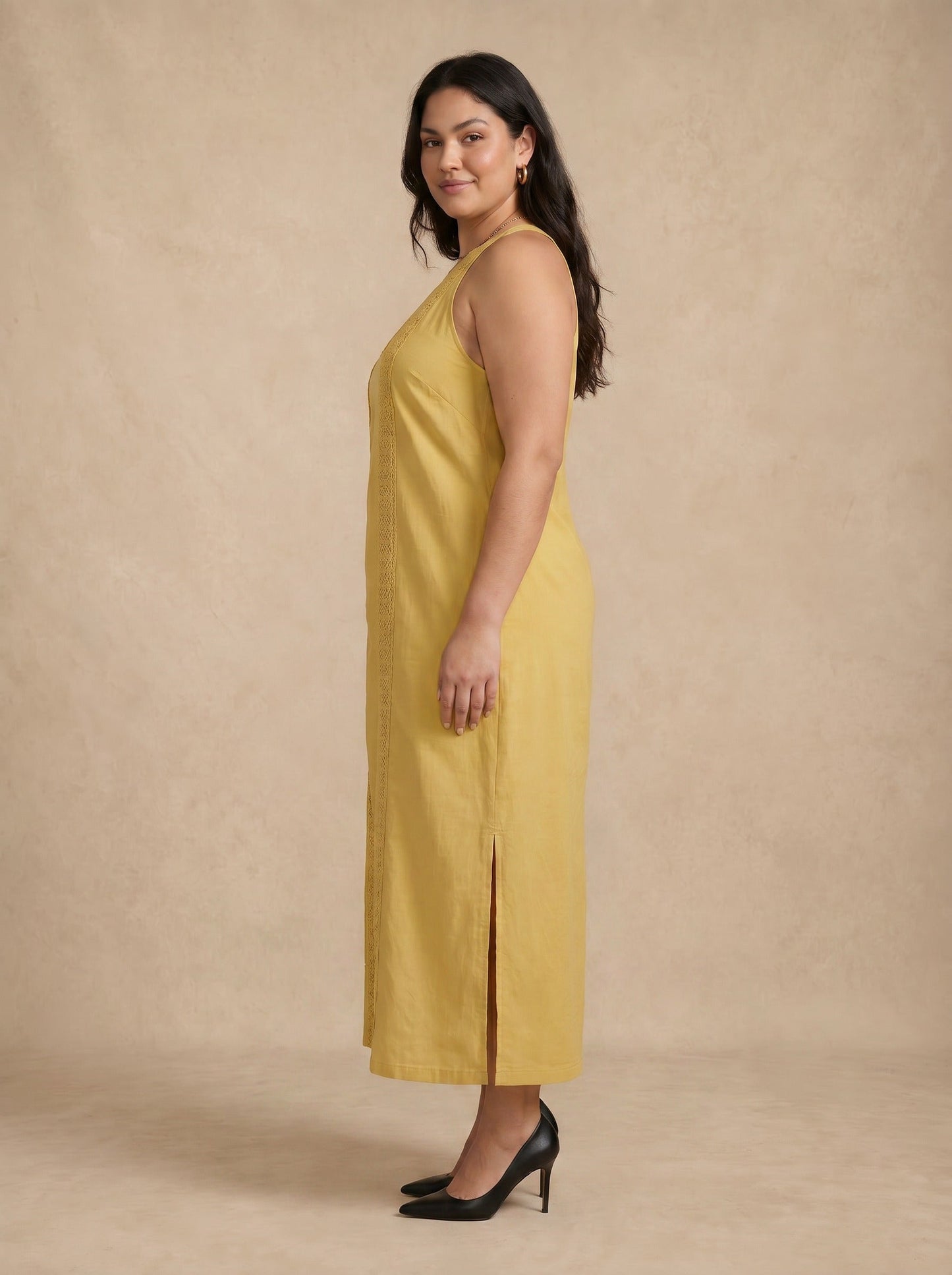 Adele Abito midi in pizzo giallo