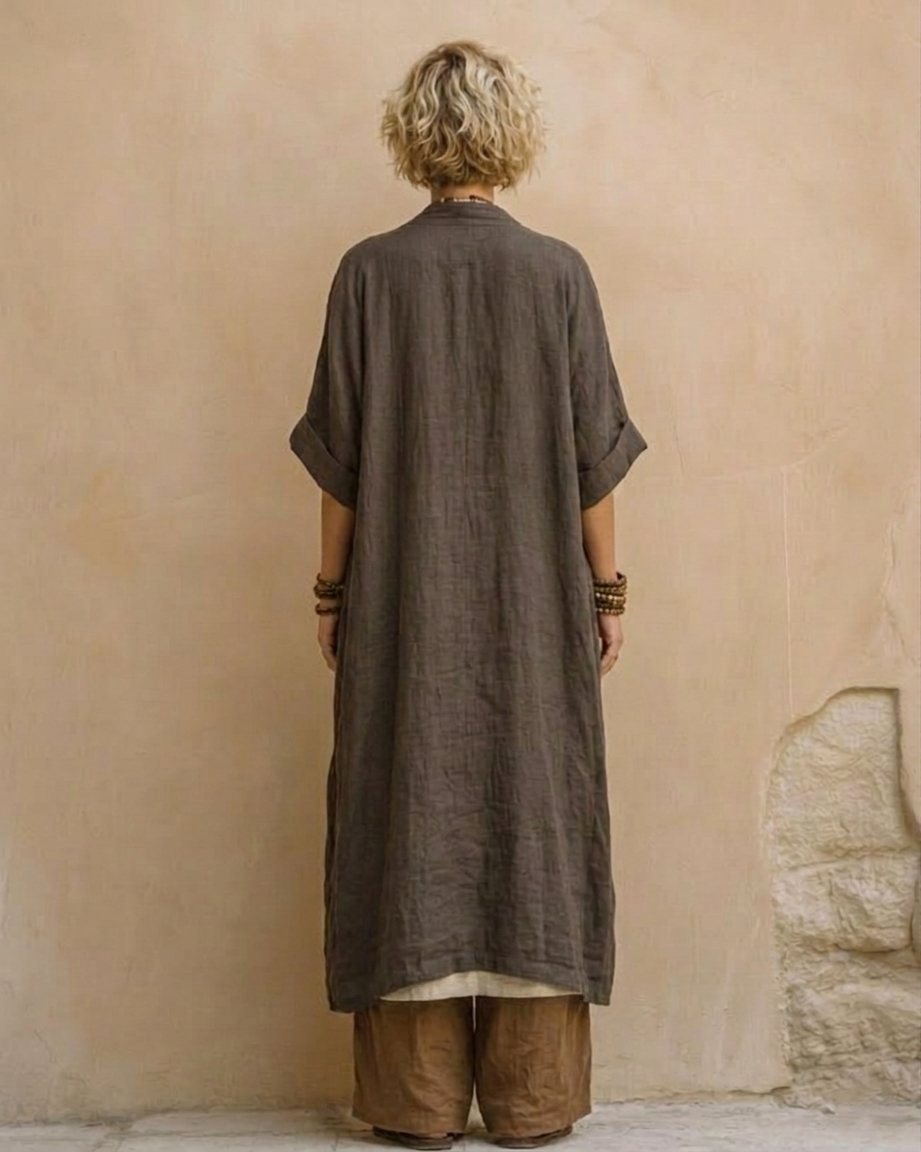 Giulia - Set da tre pezzi bohemiano nomade in grigio scuro e marrone con motivo tribale