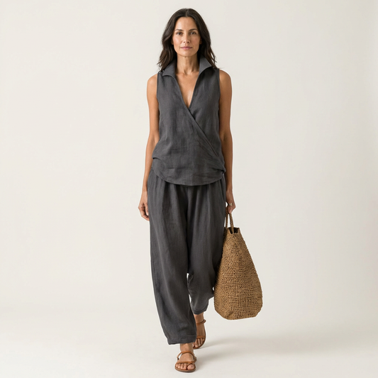 Twiila | Set con top avvolgente e pantaloni a gamba larga