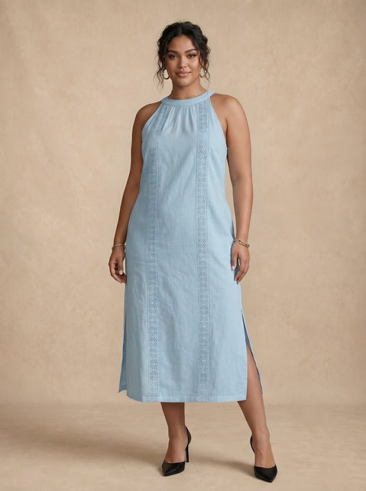 Adele Abito midi blu in pizzo