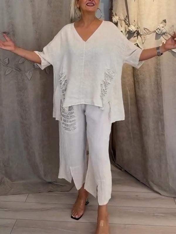 Bianca | Elegante set estivo a due pezzi per i giorni di sole