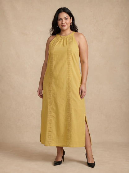 Adele Abito midi in pizzo giallo