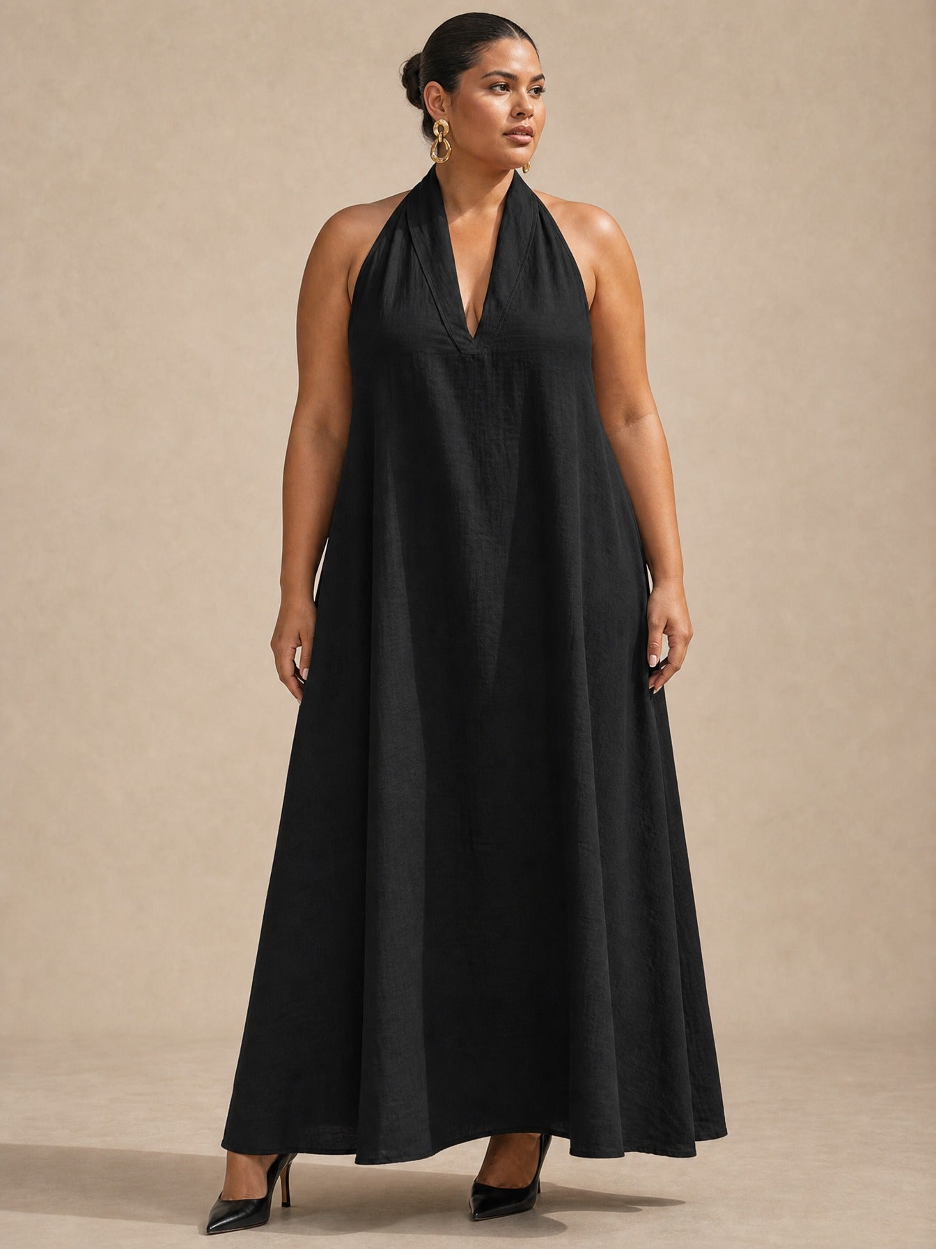 Abito lungo Aveline con scollo a halter