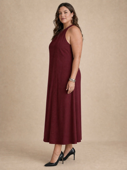 Adele vestito midi in pizzo rosso vino