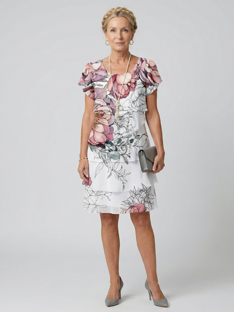 Avery | Vestito floreale al ginocchio dal taglio pulito