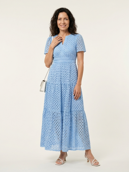 Brielle | Vestito midi a strati con scollo a V e maniche corte
