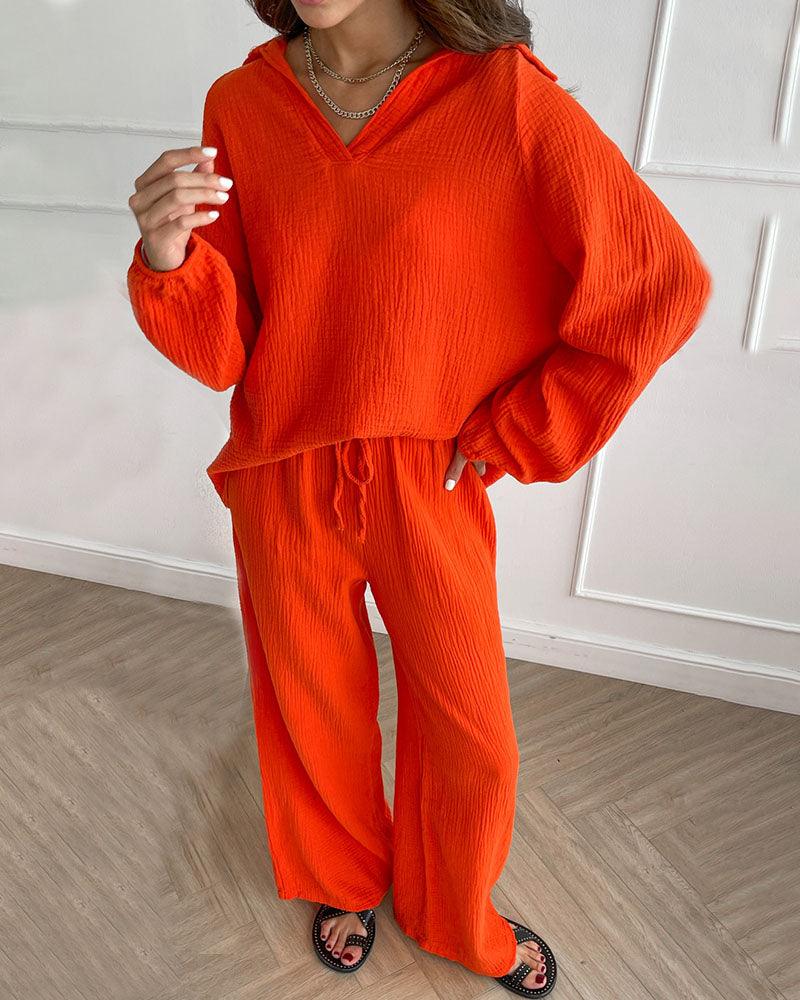 Set casual autunnale con scollo a V