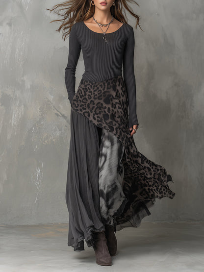 Martina | Abito lungo in stile bohemien con stampa leopardata • S1