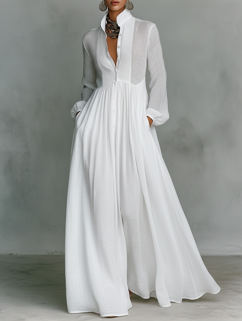 Elisa · Vestito lungo minimalista con collo alto