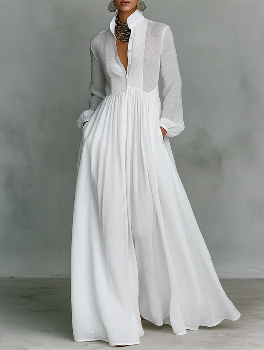 Elisa · Vestito lungo minimalista con collo alto
