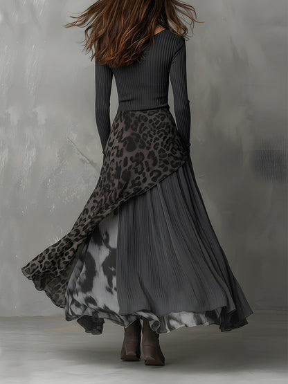 Martina | Abito lungo in stile bohemien con stampa leopardata • S1