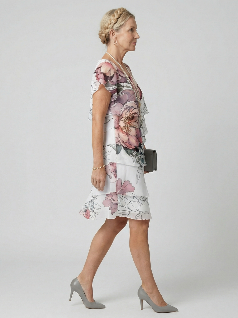 Avery | Vestito floreale al ginocchio dal taglio pulito