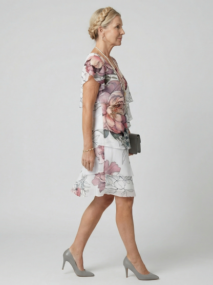 Avery | Vestito floreale al ginocchio dal taglio pulito