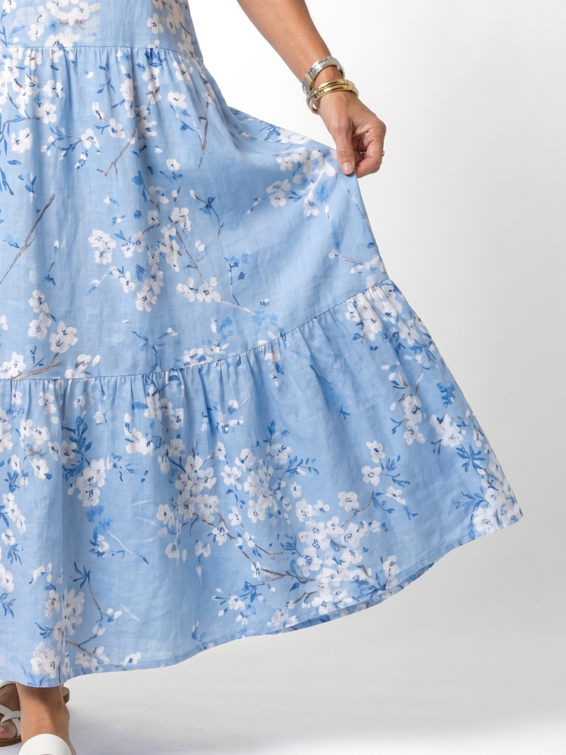 Alora | Vestito midi floreale con laccio a nappe