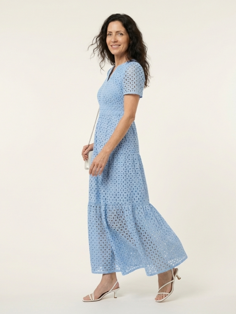 Brielle | Vestito midi a strati con scollo a V e maniche corte