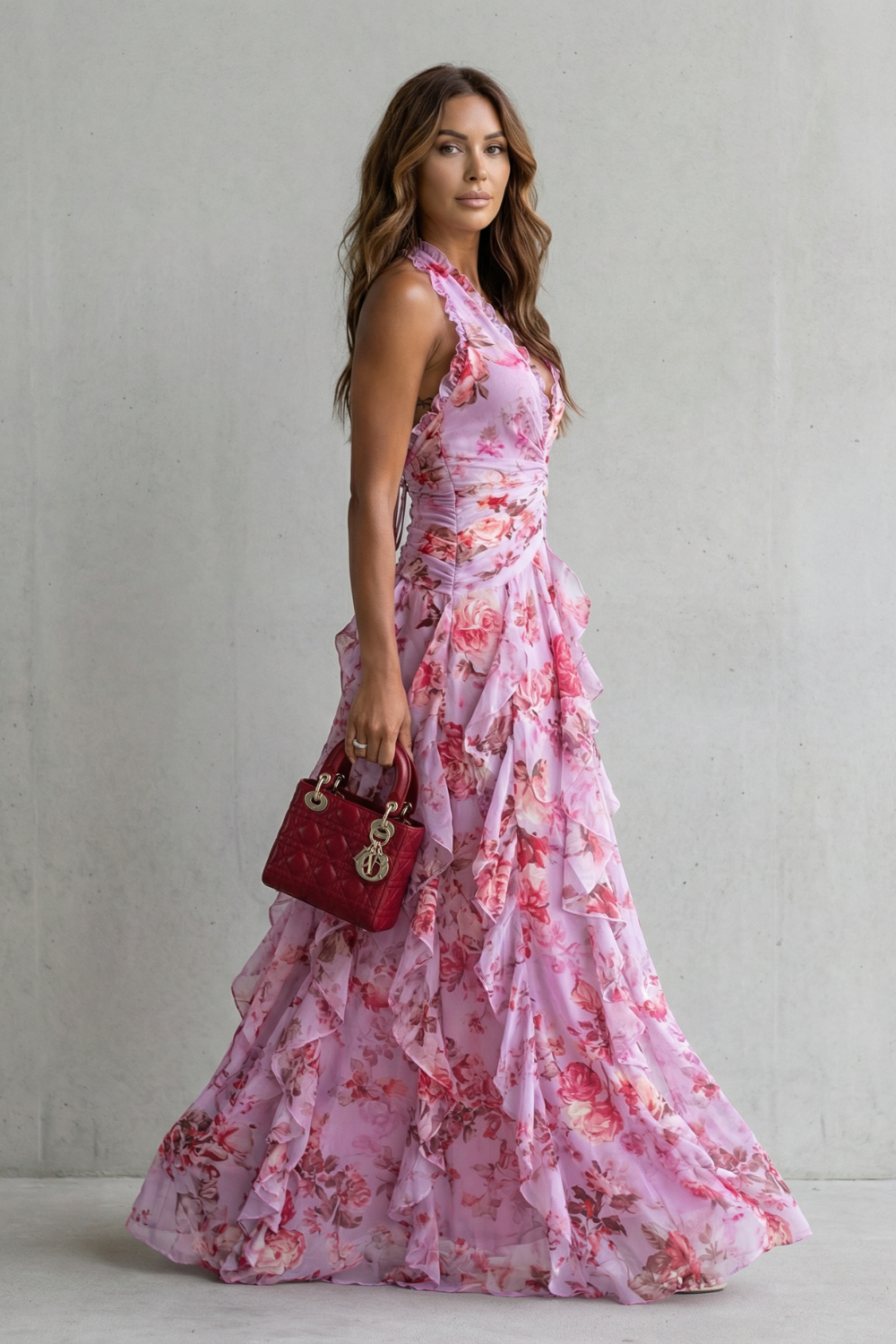 Bella | Abito lungo con scollo a halterneck