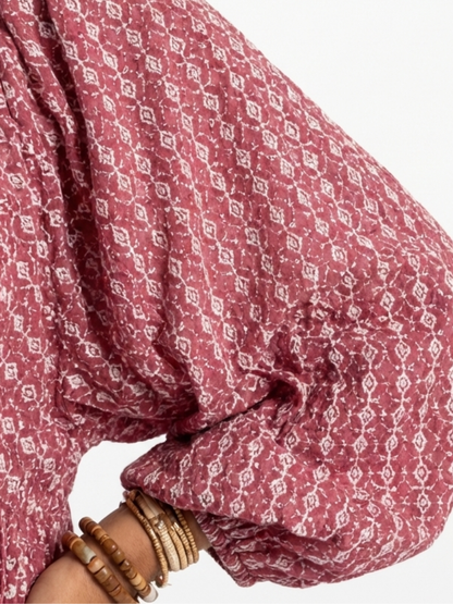 Arlette | Vestito midi a maniche lunghe con stampa geometrica