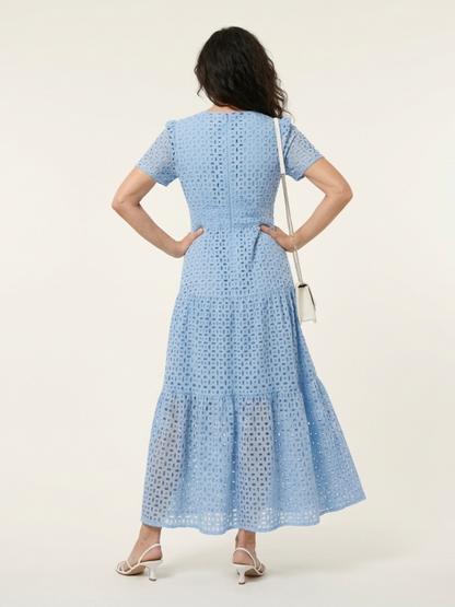 Brielle | Vestito midi a strati con scollo a V e maniche corte