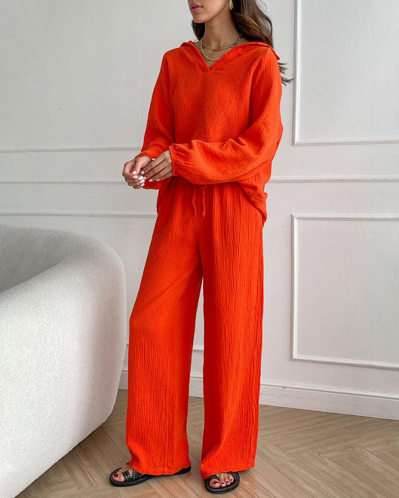 Set casual autunnale con scollo a V