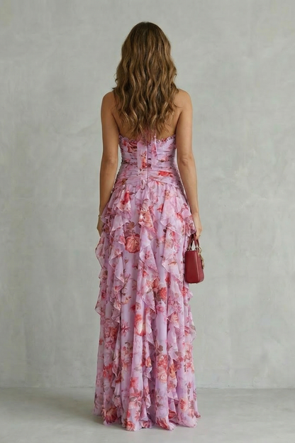 Bella | Abito lungo con scollo a halterneck