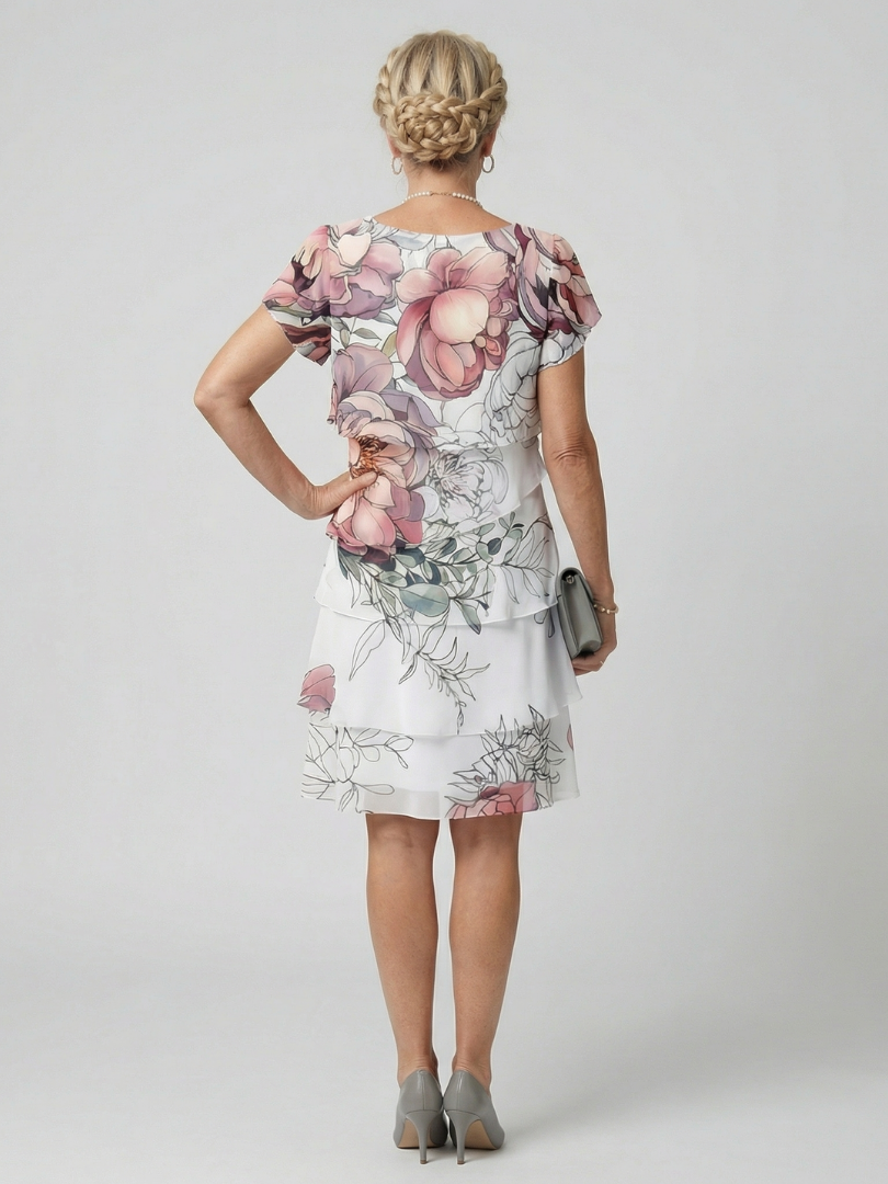 Avery | Vestito floreale al ginocchio dal taglio pulito