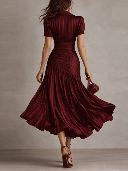 Adriana - Vestito midi in satin a righe retrò
