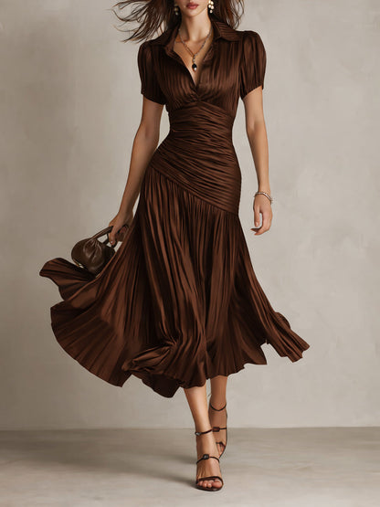 Adriana - Vestito midi in satin a righe retrò