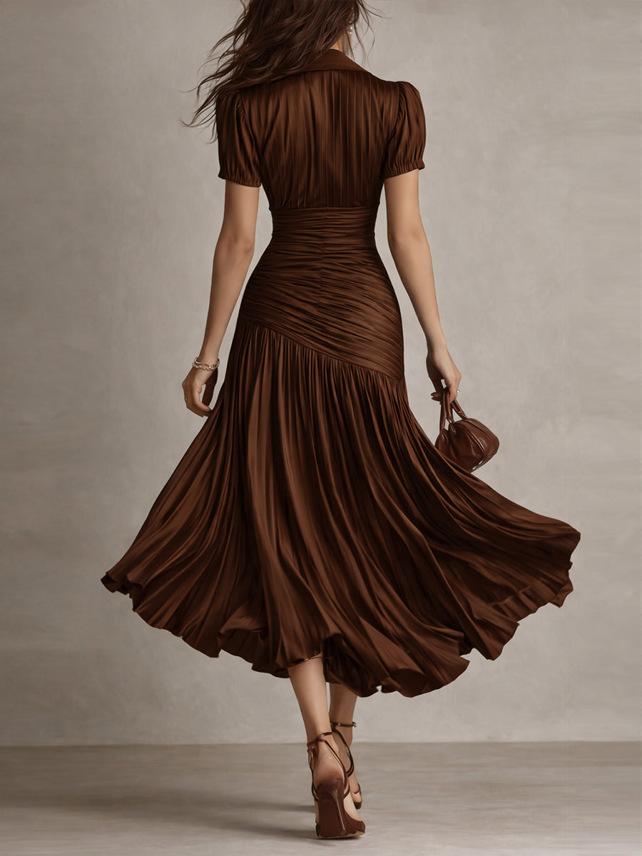 Adriana - Vestito midi in satin a righe retrò