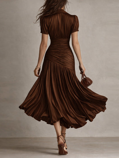 Adriana - Vestito midi in satin a righe retrò