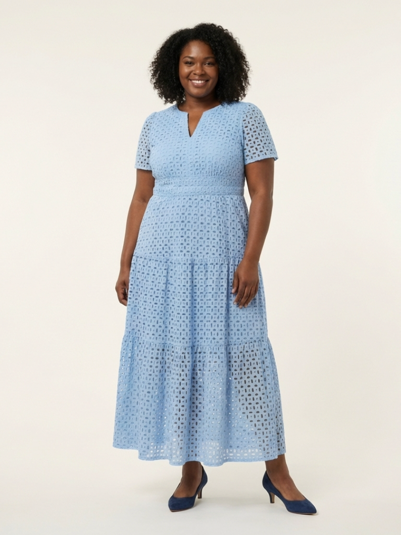 Brielle | Vestito midi a strati con scollo a V e maniche corte