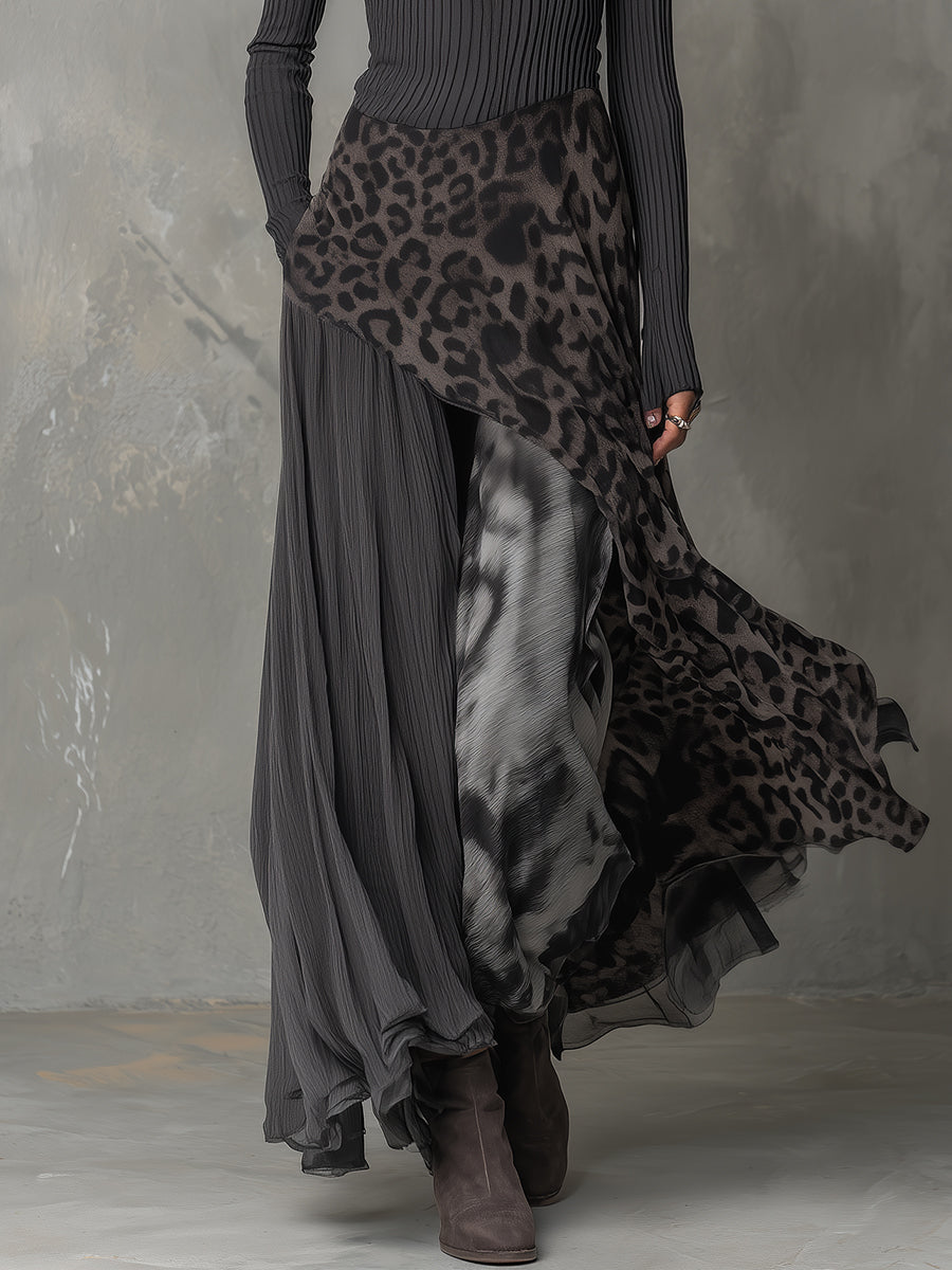 Martina | Abito lungo in stile bohemien con stampa leopardata • S1