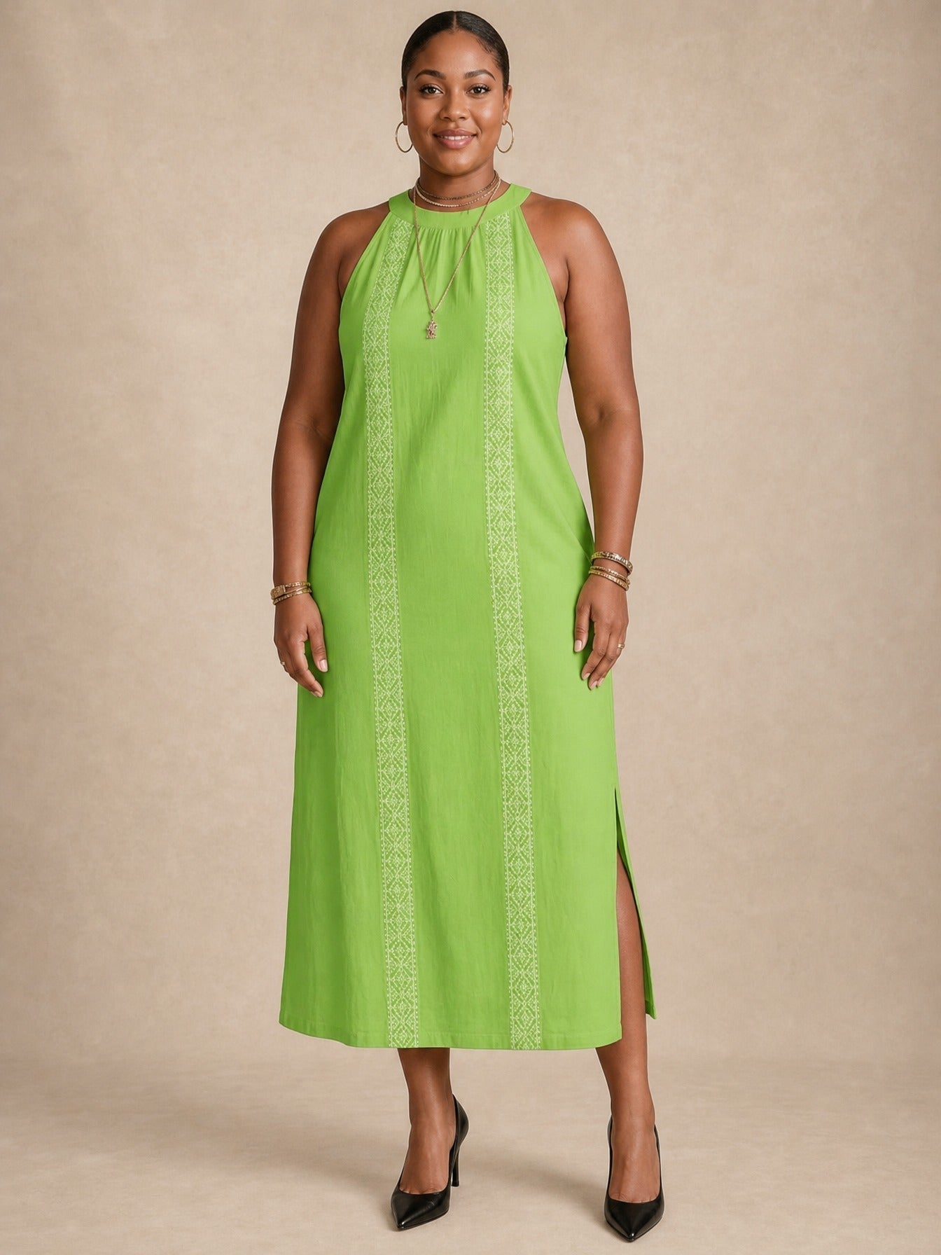 Vestito midi verde in pizzo Adele