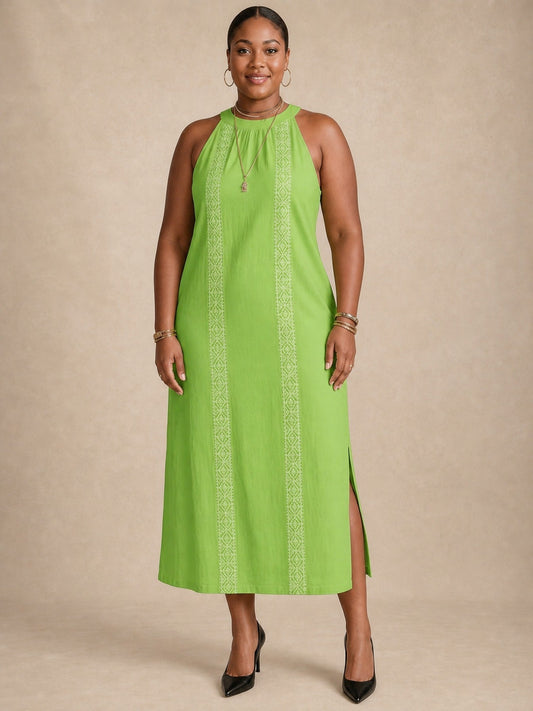 Vestito midi verde in pizzo Adele