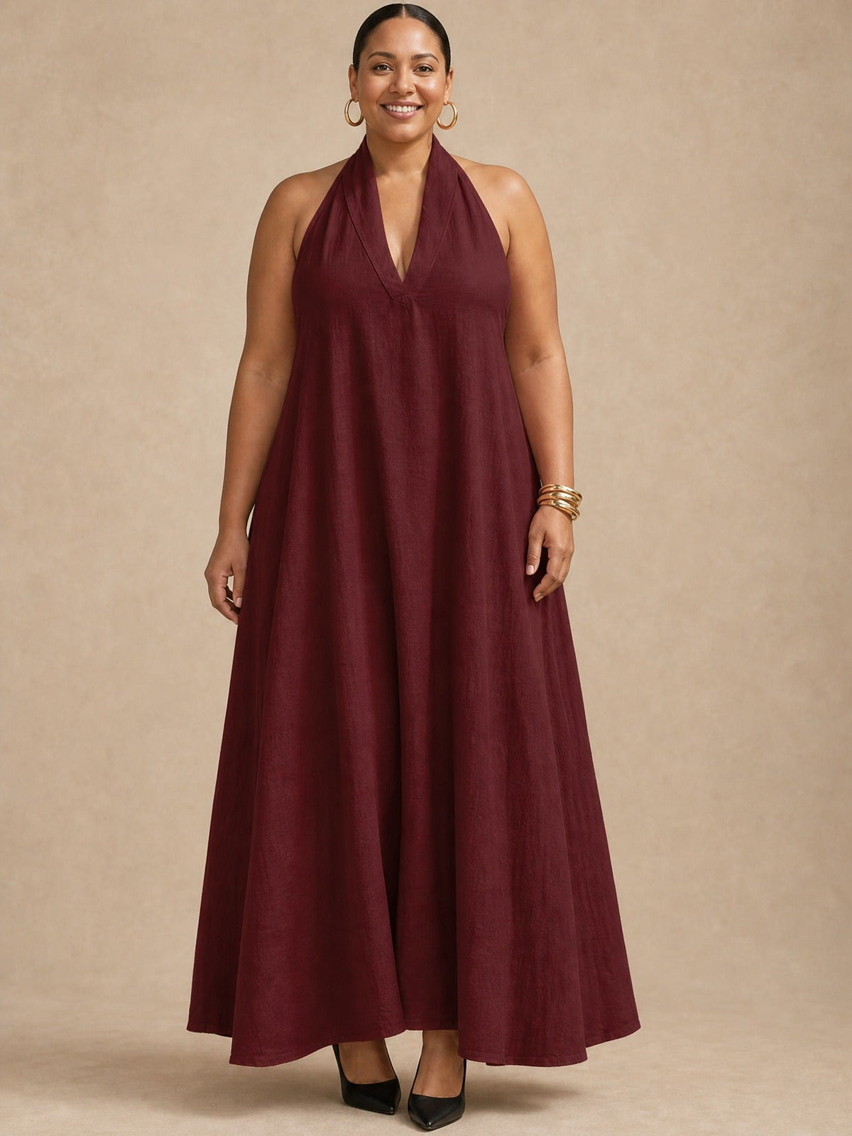 Abito lungo Aveline con scollo a halter