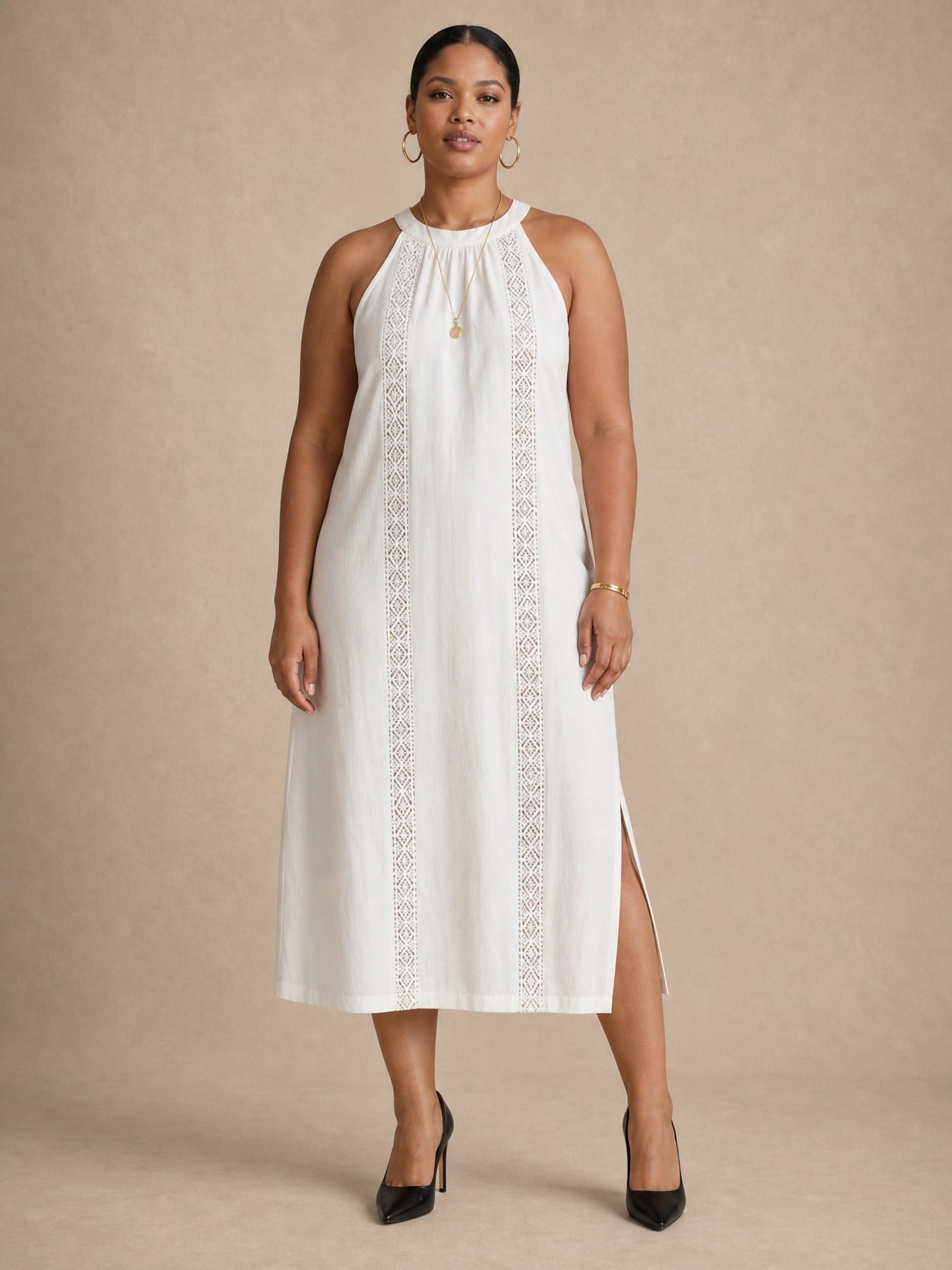 Adele vestito midi bianco in pizzo