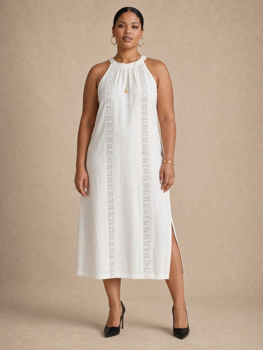 Adele vestito midi bianco in pizzo