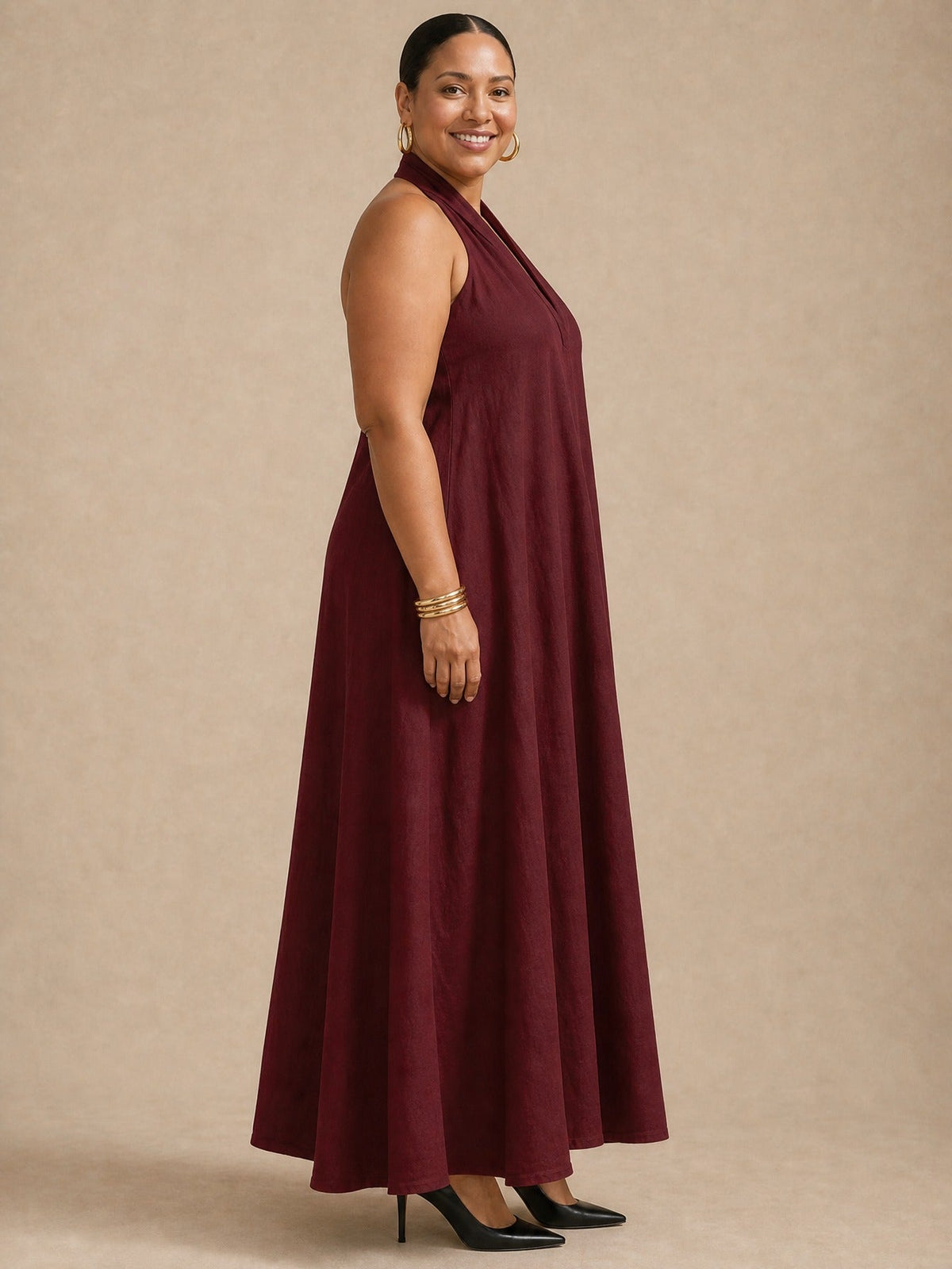 Abito lungo Aveline con scollo a halter