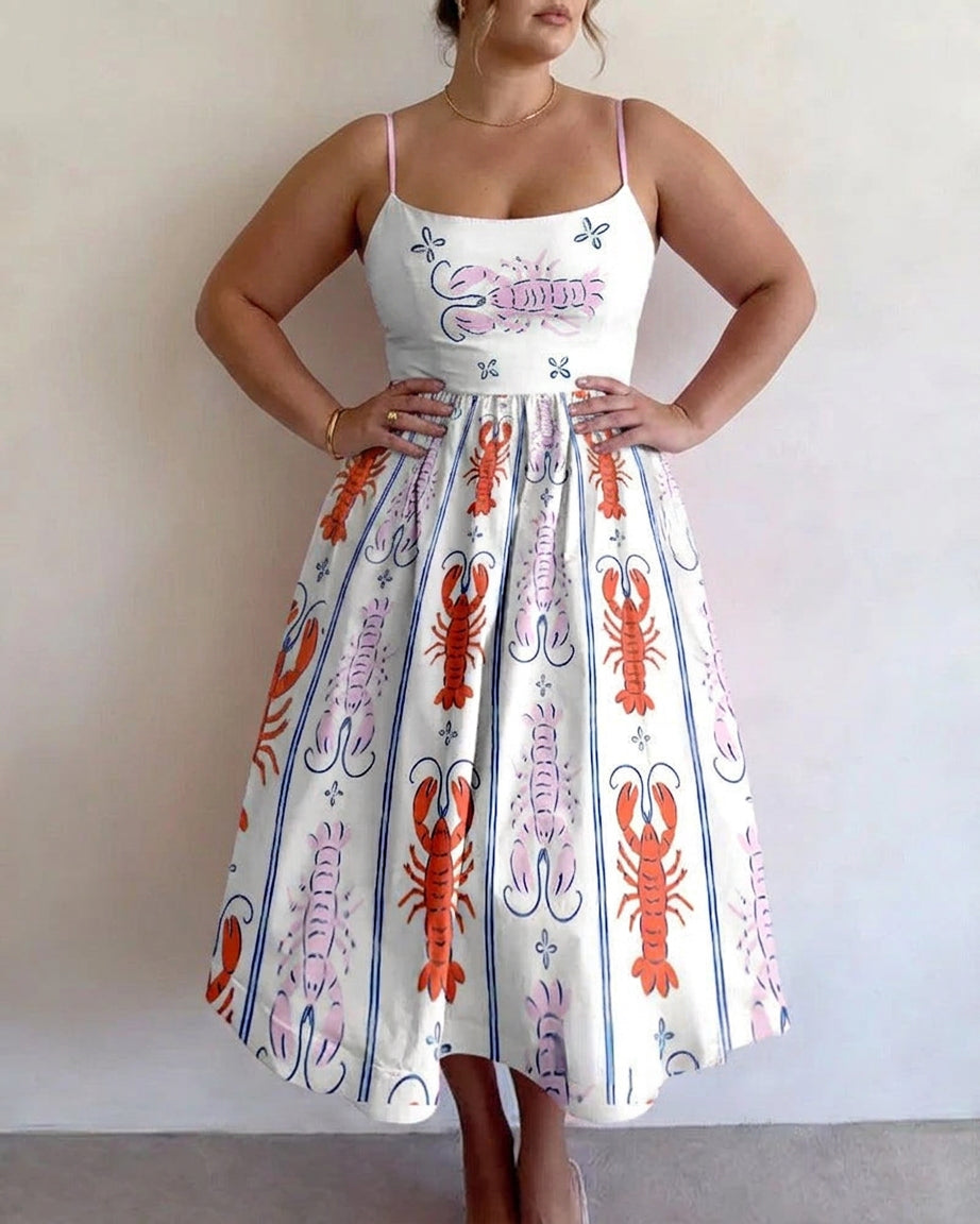 Brinleyrae | Abito midi a fantasia marina