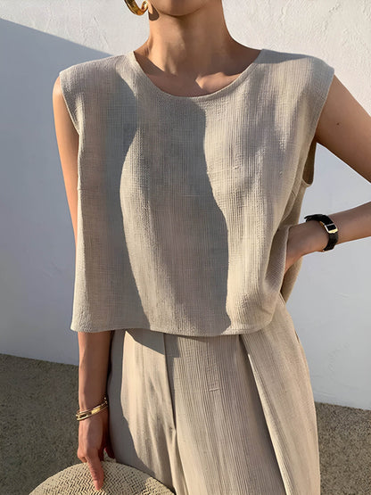 Set di pantaloni casual in lino misto Angela