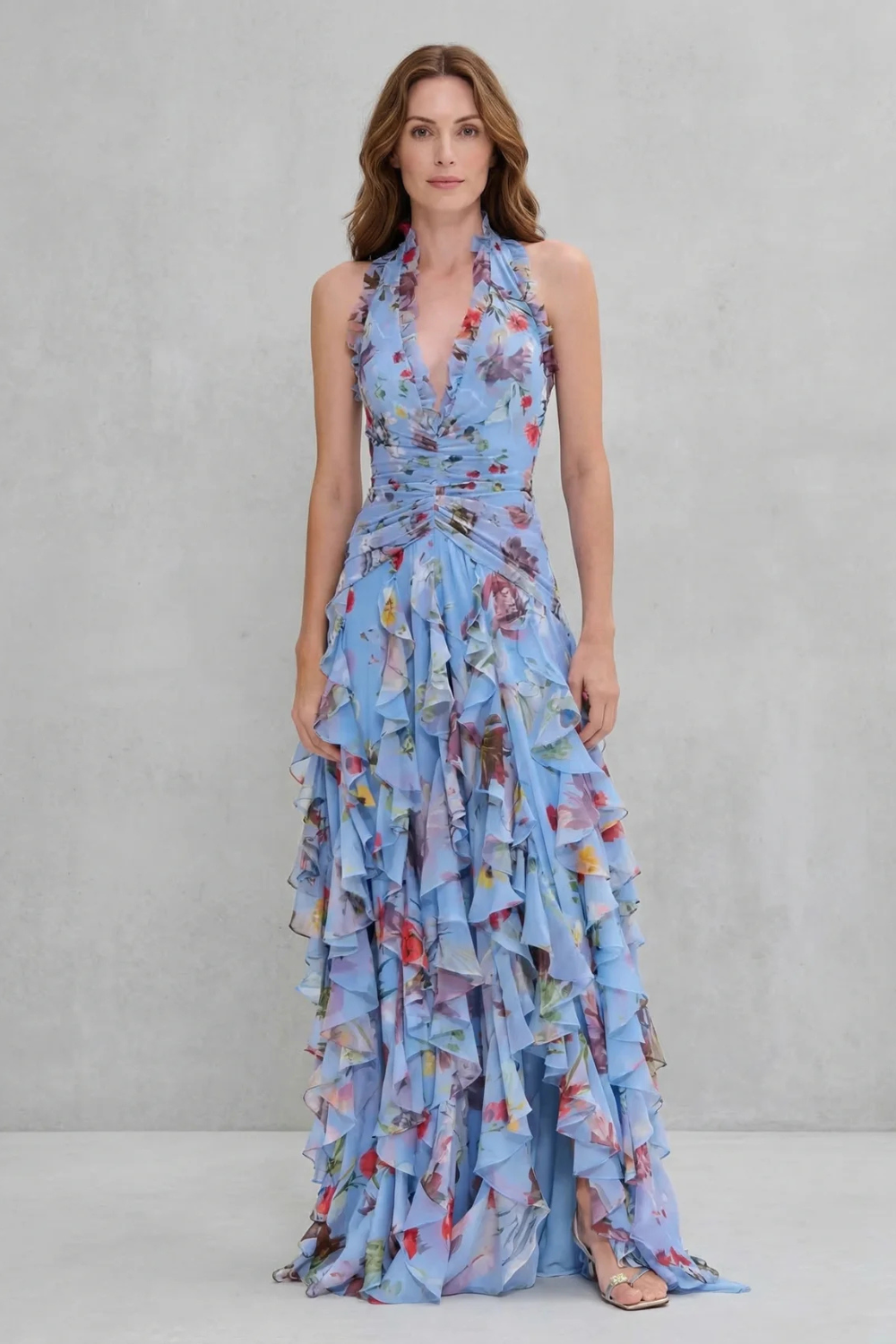 Bella | Abito lungo con scollo a halterneck