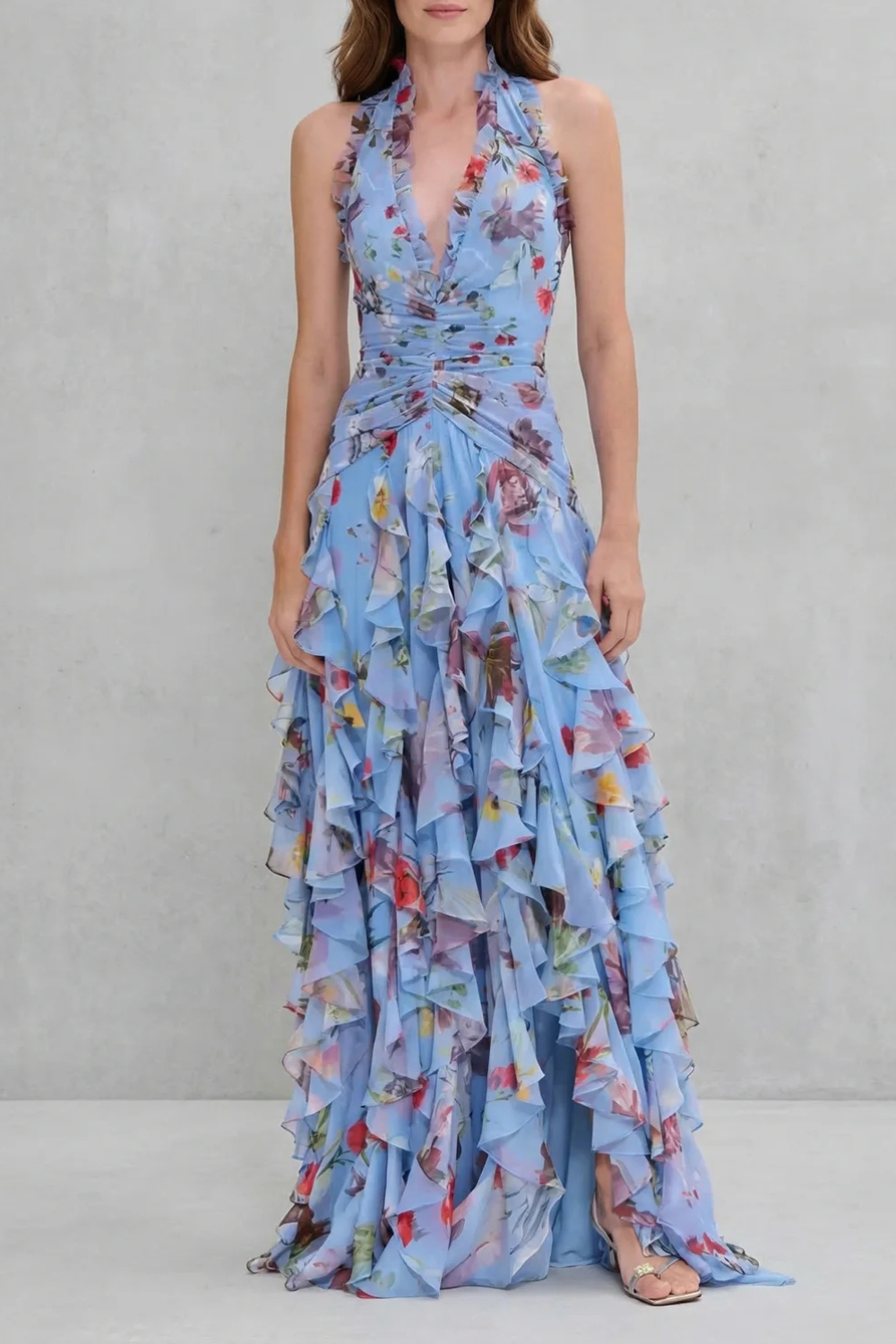Bella | Abito lungo con scollo a halterneck