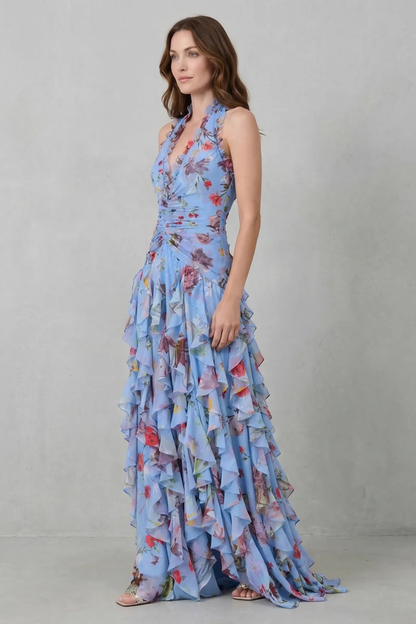 Bella | Abito lungo con scollo a halterneck