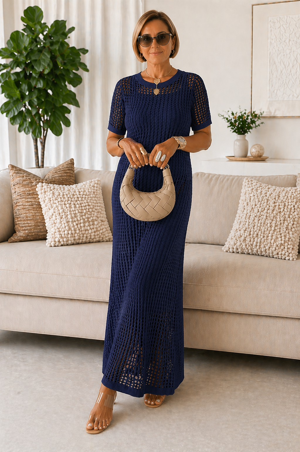 Bethany™ Abito lungo maxi con tagli e sottoveste interna gratuita