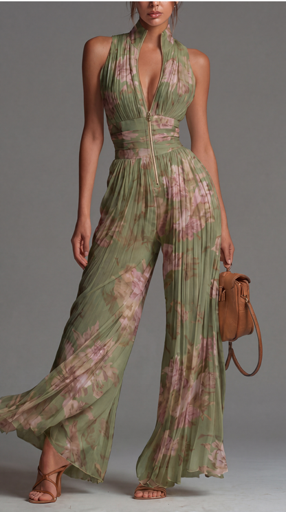 Tuta plissettata in chiffon a fantasia floreale • S1