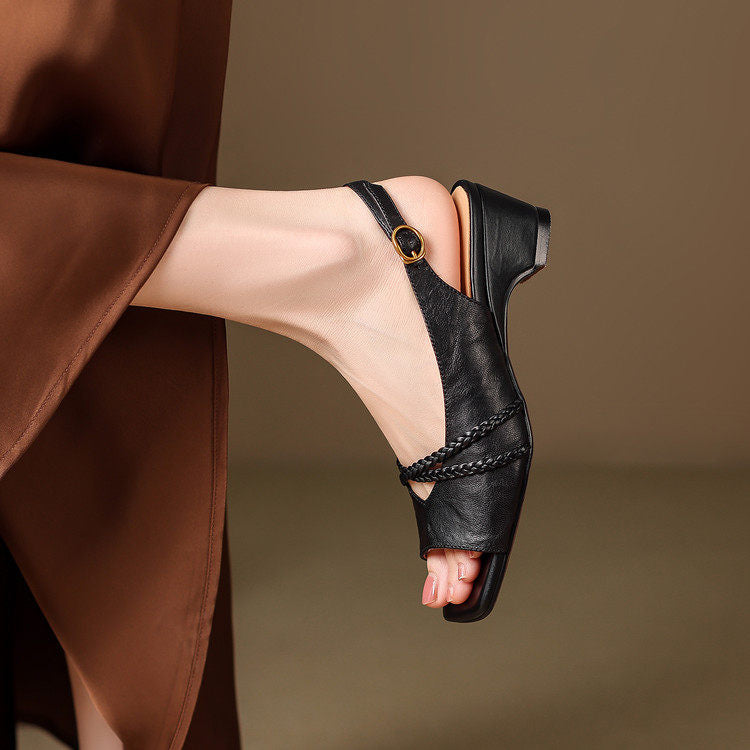 Bianca sandali slingback in pelle genuina