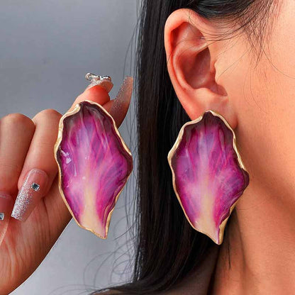 Orecchini pendenti a forma di petalo, vistosi