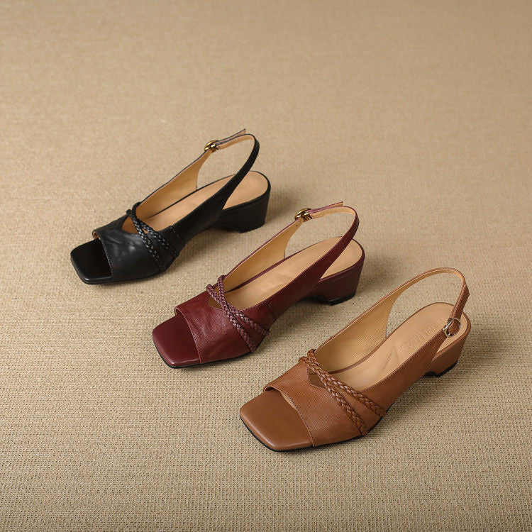 Bianca sandali slingback in pelle genuina