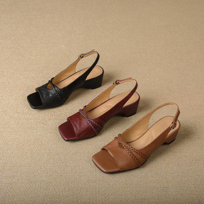 Bianca sandali slingback in pelle genuina
